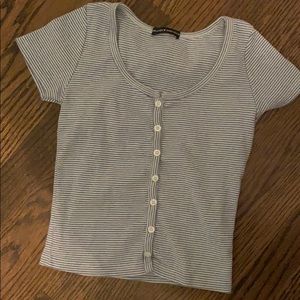 A striped button short sleeve shirt
